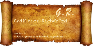 Gránicz Richárd névjegykártya